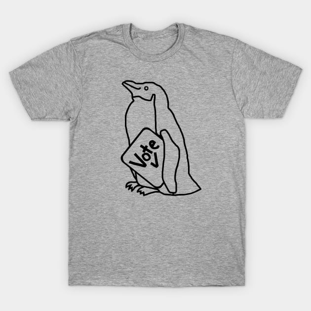 Penguin Says Vote Outline T-Shirt by ellenhenryart